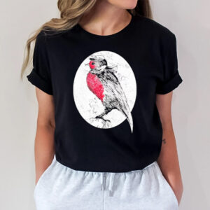 European Robin Ink Drawing Wildlife Inspired Art T-Shirt1