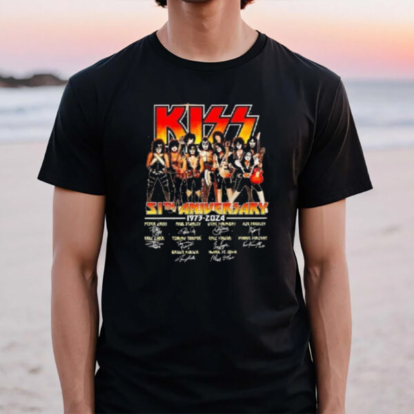 Kiss 51th Aniversary 1973 2024 Signatures T-Shirt1