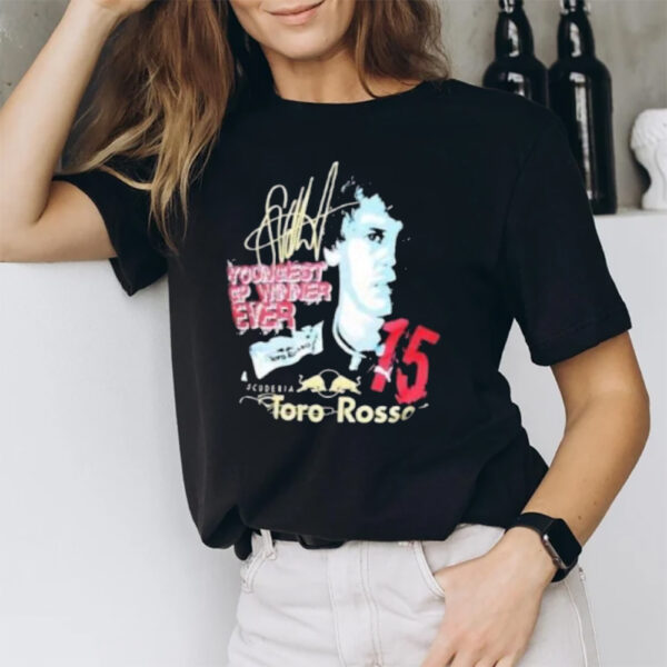 Youngest Gp Winner Ever Scuderia Toro Rosso Signature T-Shirt